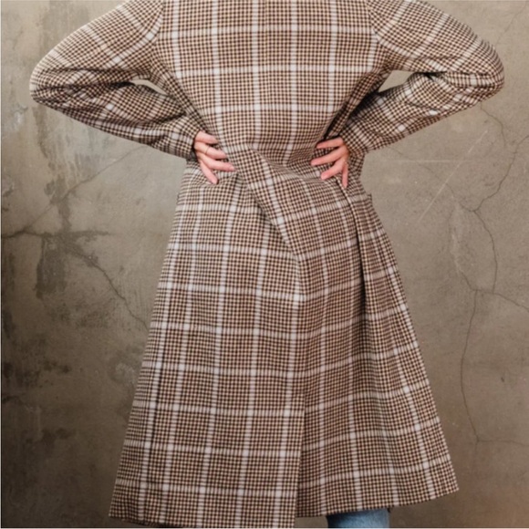 Able M Marie houndstooth tan brown midi length midi trench style coat - Picture 1 of 11